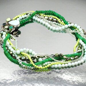 AMY KAHN RUSSEL SS FW Pearls Green Onyx Blue Opal & Quartz Multi Strand Necklace